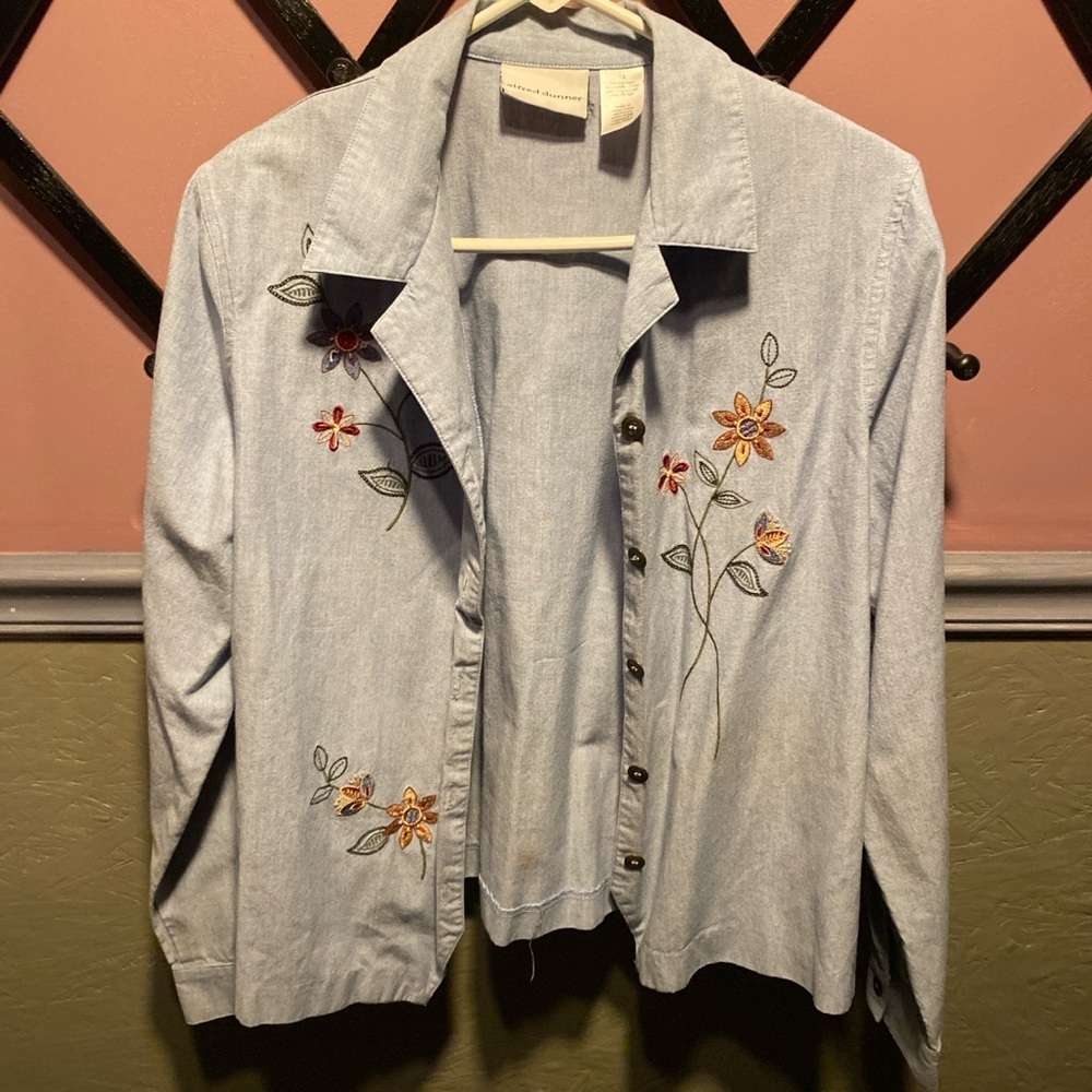 Alfred Dunner Floral Button Down Top